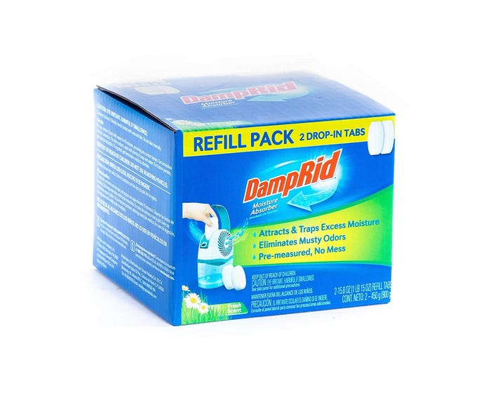 DampRid Drop-in Tab Refill Pack Moisture Absorber， Fresh Scent - FG97