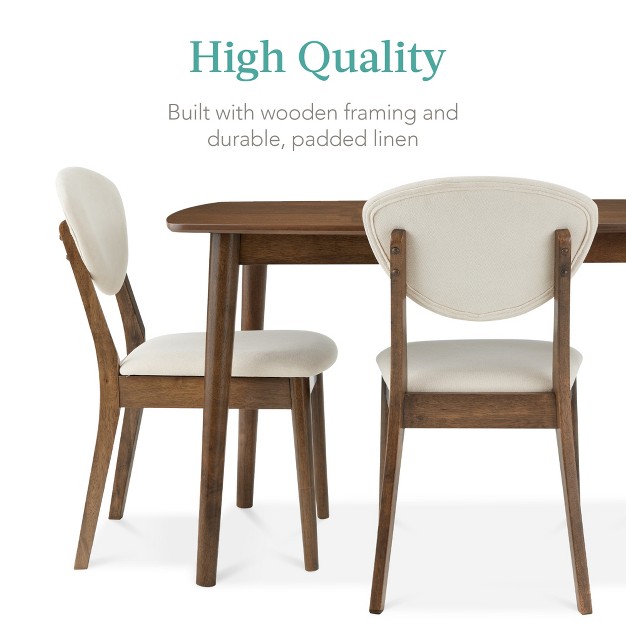 Best Choice Products 5 piece Compact Wooden Mid century Modern Dining Set W 4 Chairs Padded Seat amp Back Cream walnut