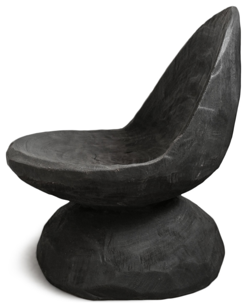 Ebony Low Wood Scoop Chair   Transitional   Armchairs And Accent Chairs   by Design Mix Furniture  Houzz