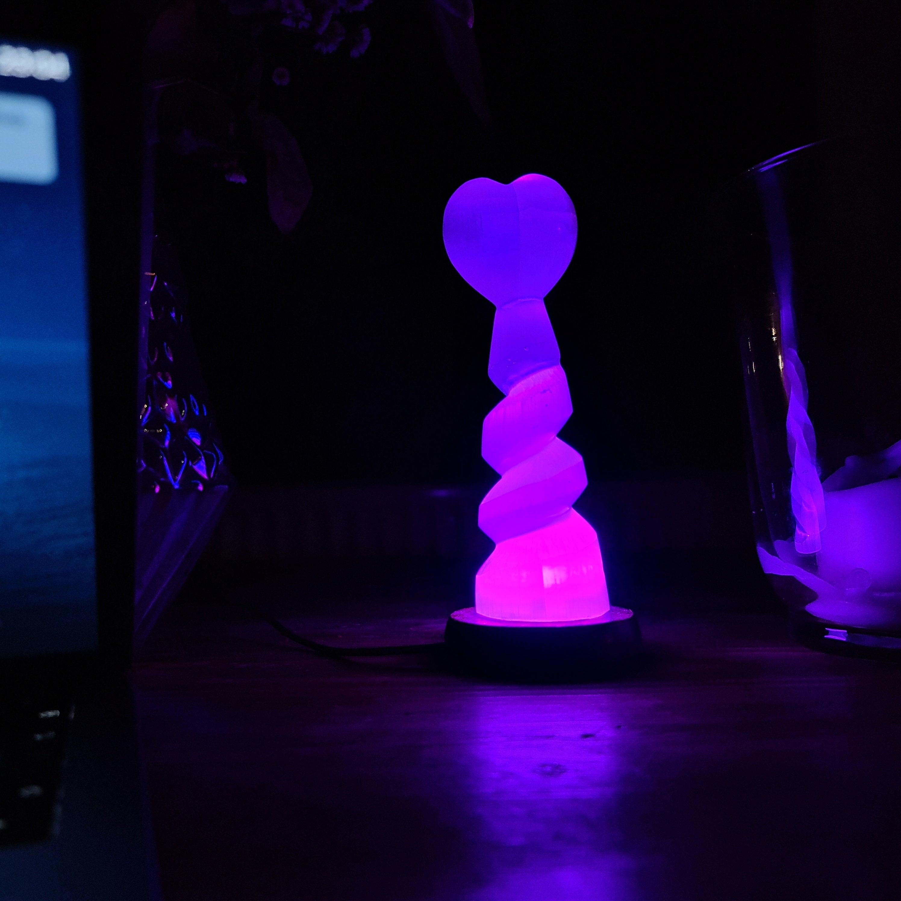 Selenite usb lamp - heart