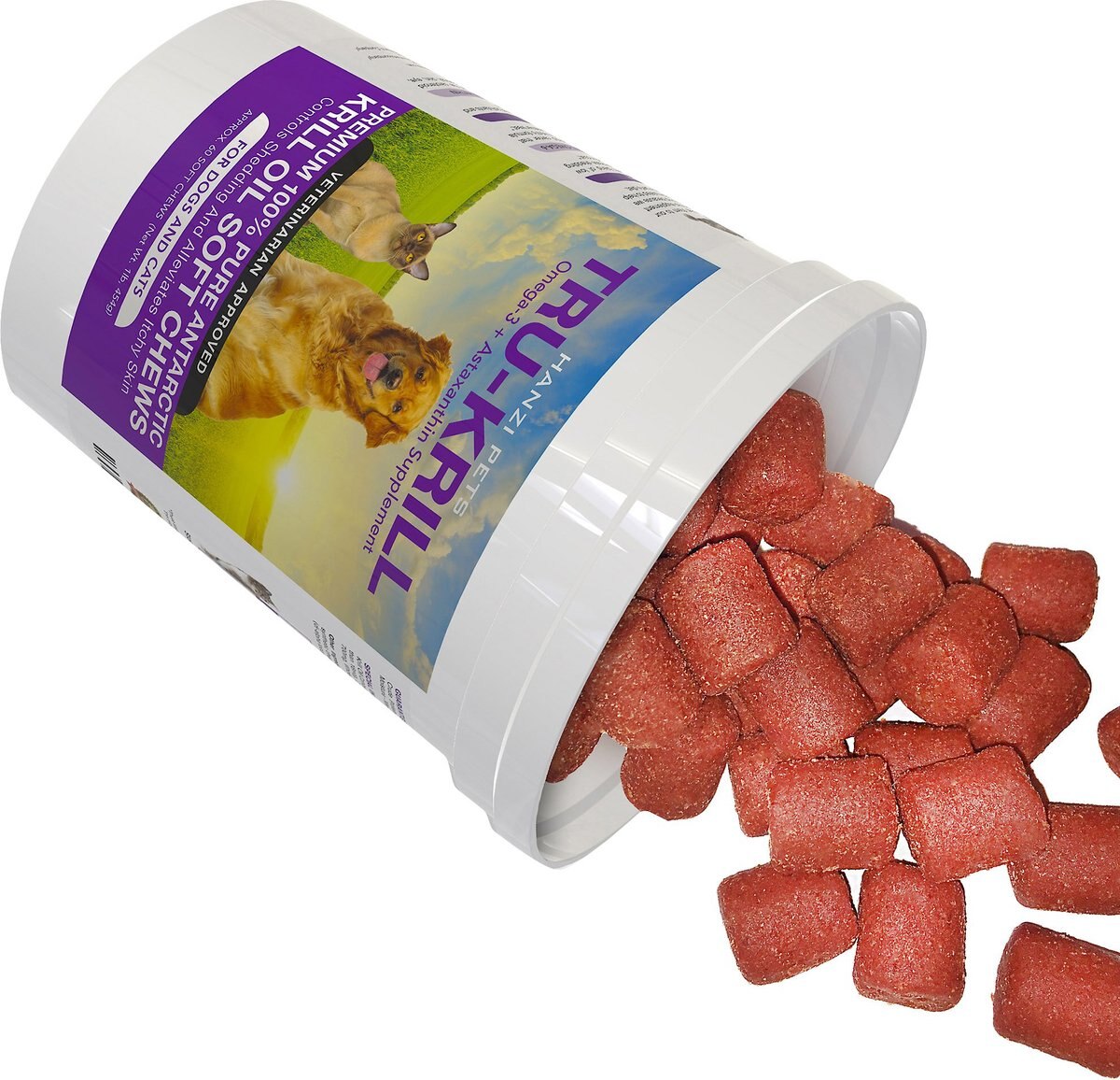 Hanzi Pets Tru-Krill Antarctic Krill Oil Omega-3 and Astaxanthin Dog and Cat Soft Chews