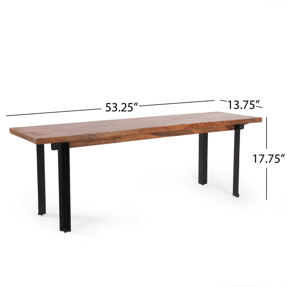 Pisgah Handcrafted Modern Industrial Mango Wood Dining Bench by Christopher Knight Home