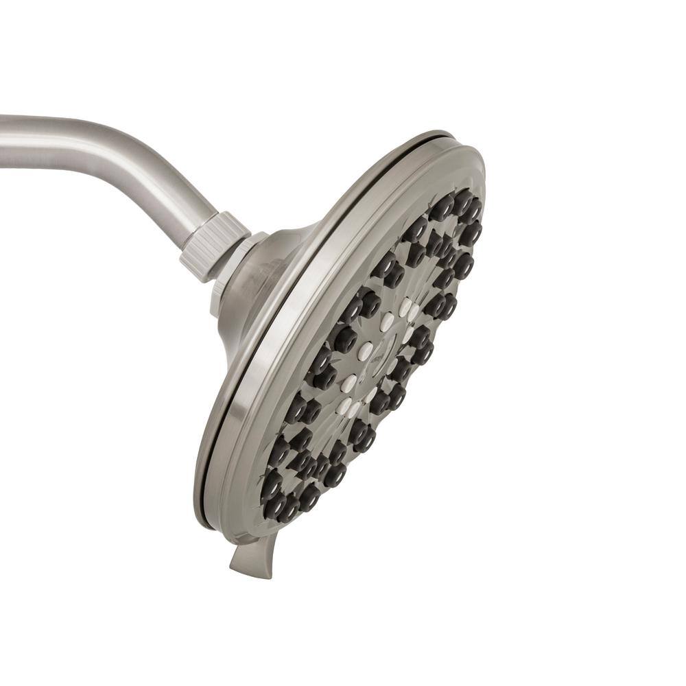 Waterpik 6-Spray Patterns 7 in. Drencher Wall Mount Adjustable Fixed Shower Head in Brushed Nickel XED-639E