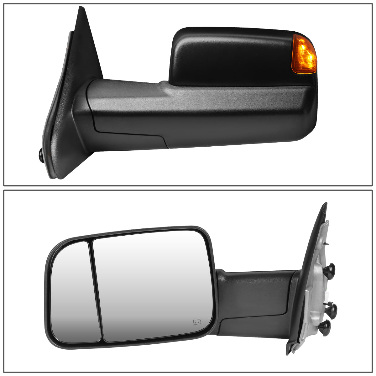 DNA Motoring TWM-040-T888-BK-AM For 2002 to 2009 Dodge Ram Truck 1500 / 2500 / 3500 Pair Powered+Heated+LED Turn Signal Tow / Towing Mirror 03 04 05 06 07 08