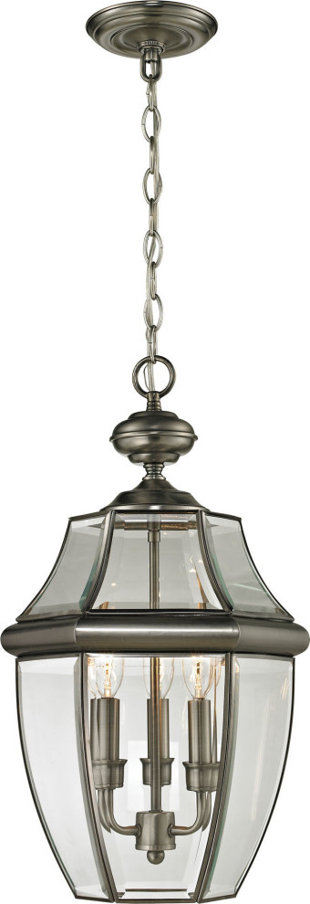 Three Light Oil Rubbed Bronze Clear Beveled Glass Hanging Lantern   Traditional   Outdoor Hanging Lights   by HedgeApple  Houzz