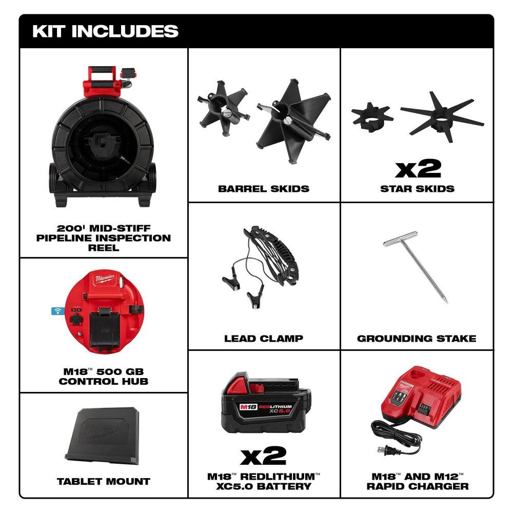 MW M18 200 Mid-Stiff Pipeline Inspection System 2975-22 from MW