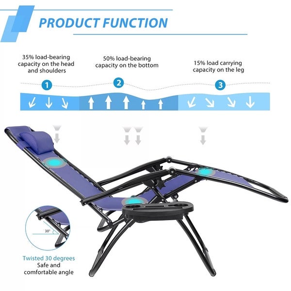 Zero Gravity Chairs Patio Chairs Lawn Lounge Chair Patio Set of 2 with Pillow and Cup Holder Patio Furniture - Overstock - 37866211