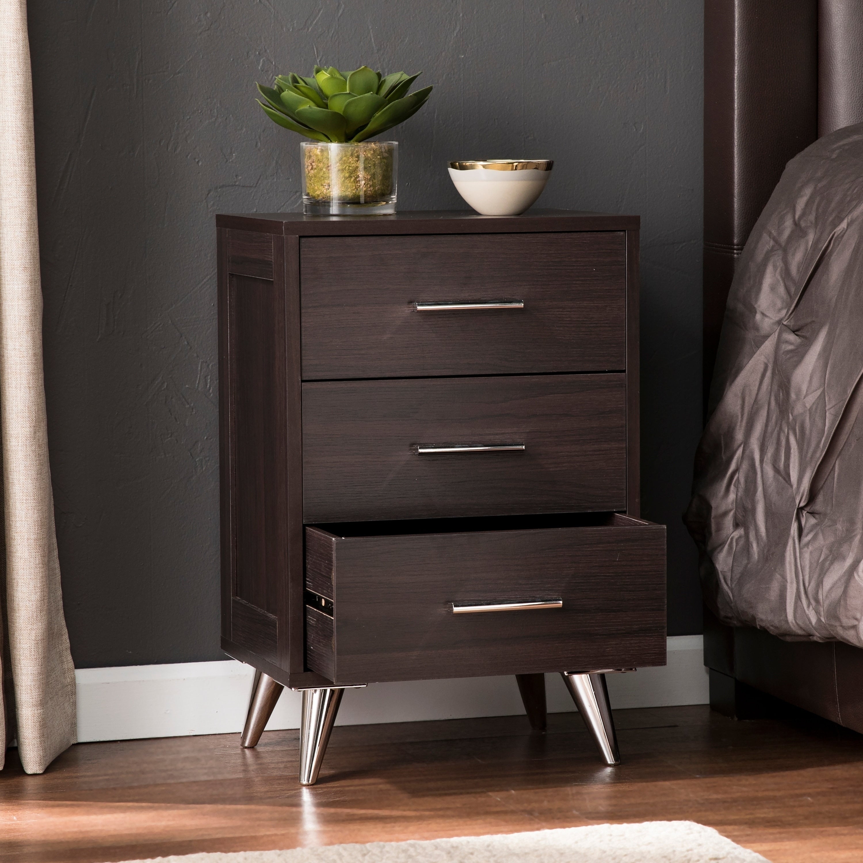 SEI Furniture Narva Mid-century Modern Storage Nightstand - - 25446841