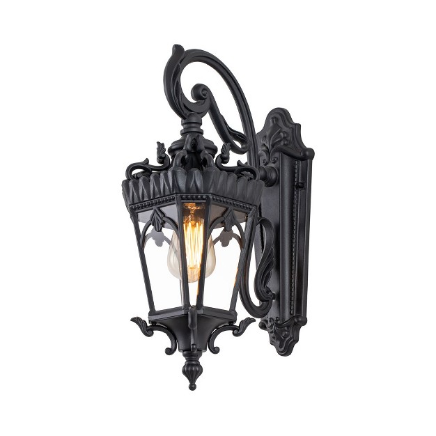 C Cattleya 1 light Matte Black Die cast Aluminum Outdoor Wall Lantern Sconce With Clear Tempered Glass