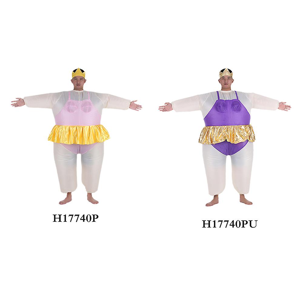 Decdeal Cute Adult Inflatable Ballerina Costume Fat Suit For Women/men Air Fan Operated Blow Up Halloween Party Fancy Jumpsuit Outfit