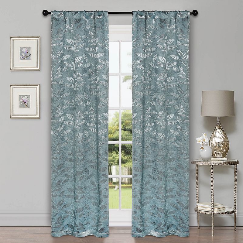 Superior Bohemian Leaves Insulated Thermal Blackout Rod Pocket Curtain Set