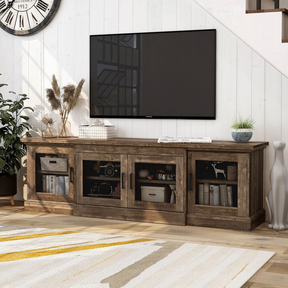 DH BASIC Rustic Reclaimed Oak 69 inch Wide 6 Shelf TV Stand by Denhour