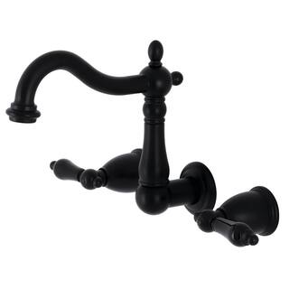 Kingston Brass Duchess 2-Handle Wall Mount Bathroom Faucet in Matte Black HKS1250PKL