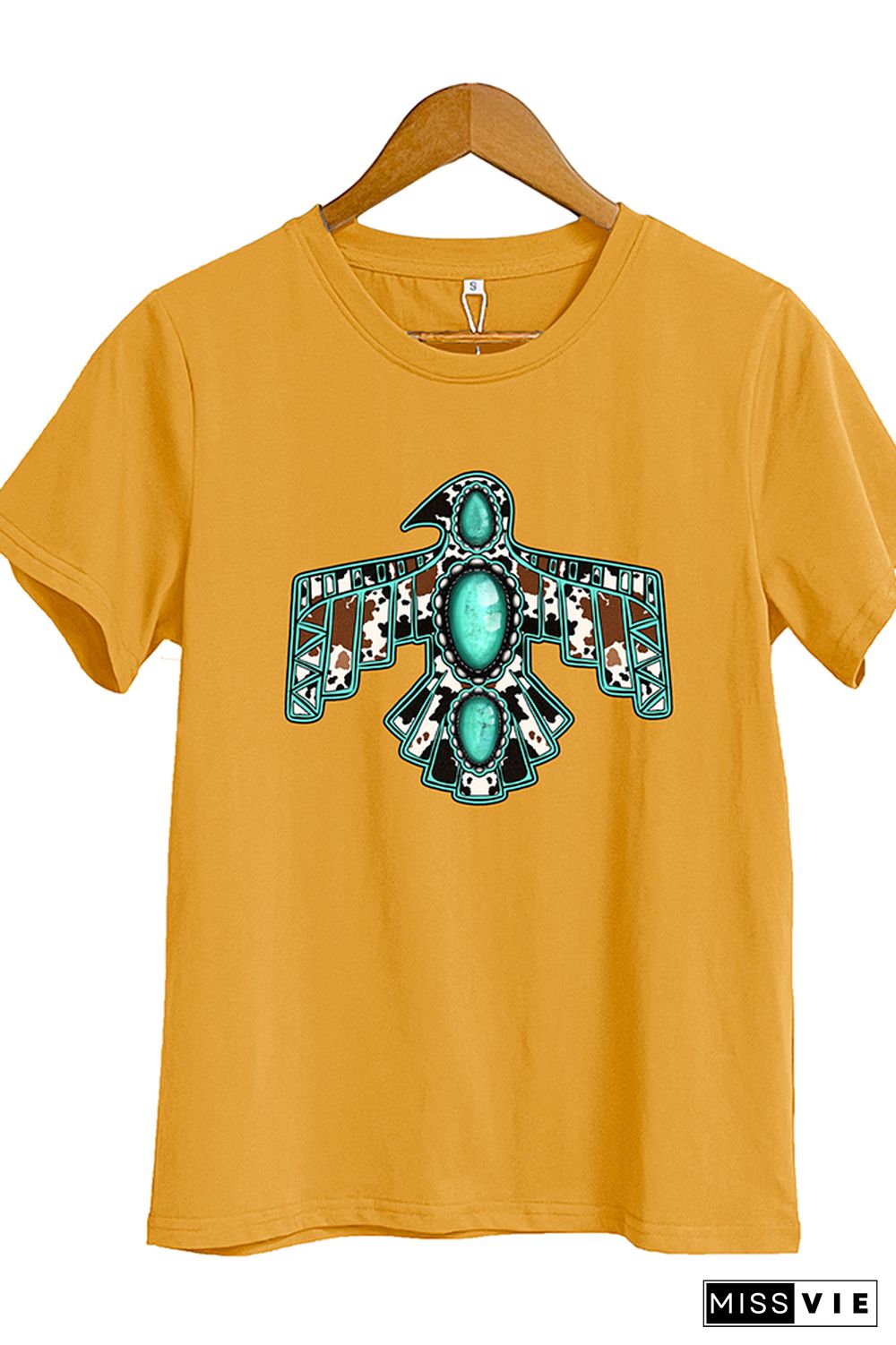 Cowhide Turquoise Thunderbird Graphic T-Shirt Wholesale