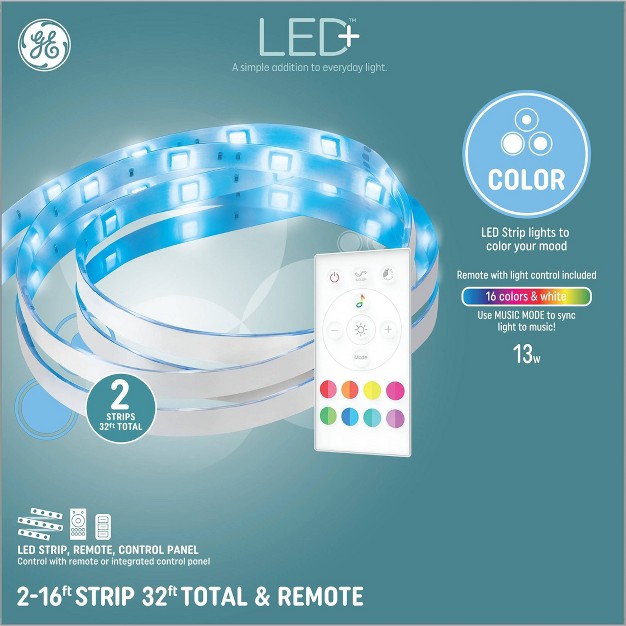 Ge 32ft Remote And Control Panel Included Led Color Changing Light Strips