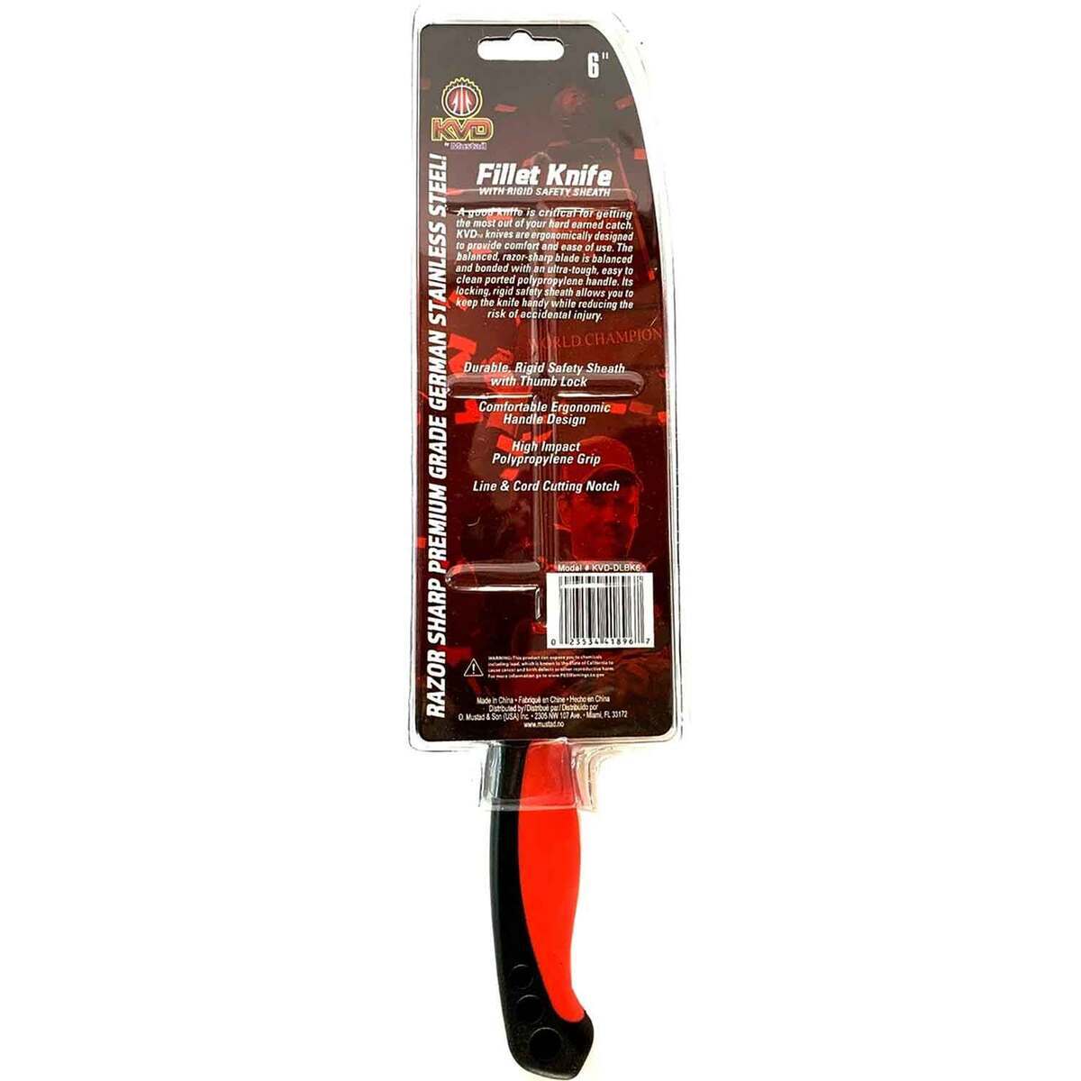 Mustad KVD Fillet Knife  Red 6in