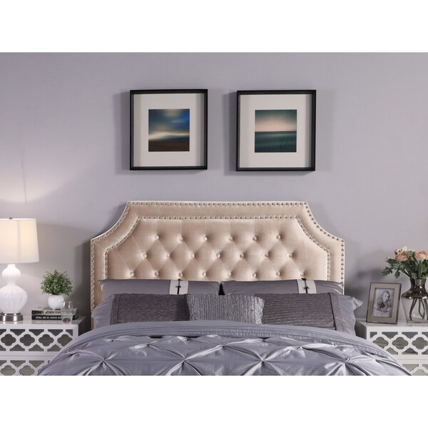 Chic Home Leda Velvet Upholstered Button-tufted Double-row Headboard - - 21539681