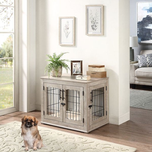 Unipaws Wooden Wire Furniture End Table Dog Crate