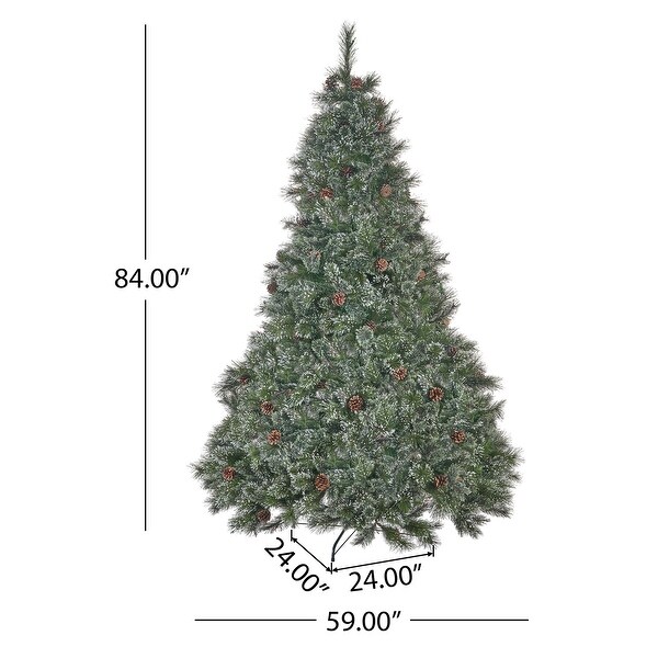 Snowy Pine and Mixed Needle 7foot Artificial Christmas Tree w/Pinecones by Christopher Knight Home