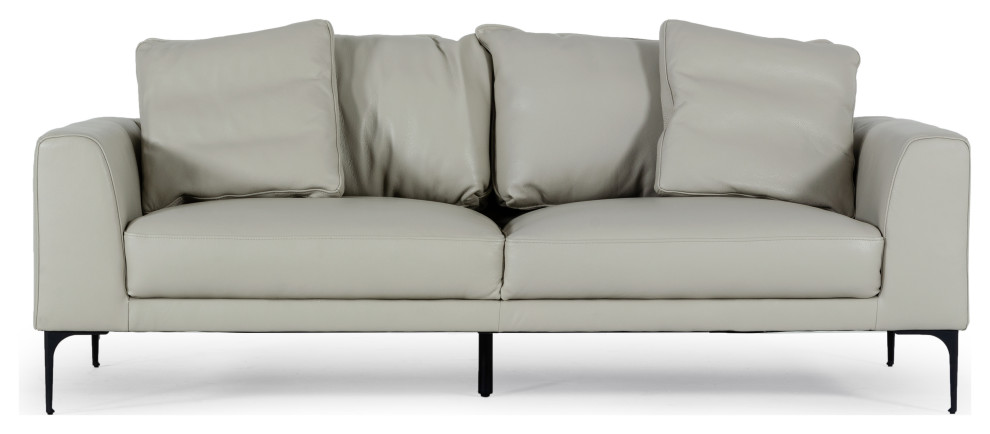 Divani Casa Jacoba Modern Light Gray Leather Sofa   Midcentury   Sofas   by Vig Furniture Inc.  Houzz