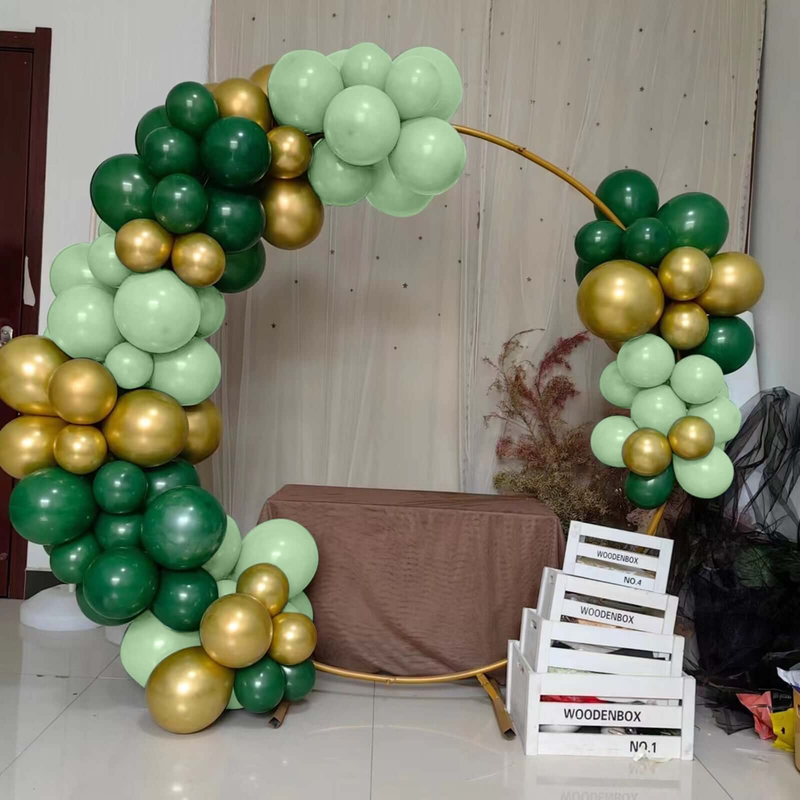 120 Pack Assorted Gold Green DIY Balloon Garland Kit, Latex Party Balloon Arch Decorations - Gold / Hunter Emerald Green / Sage Green