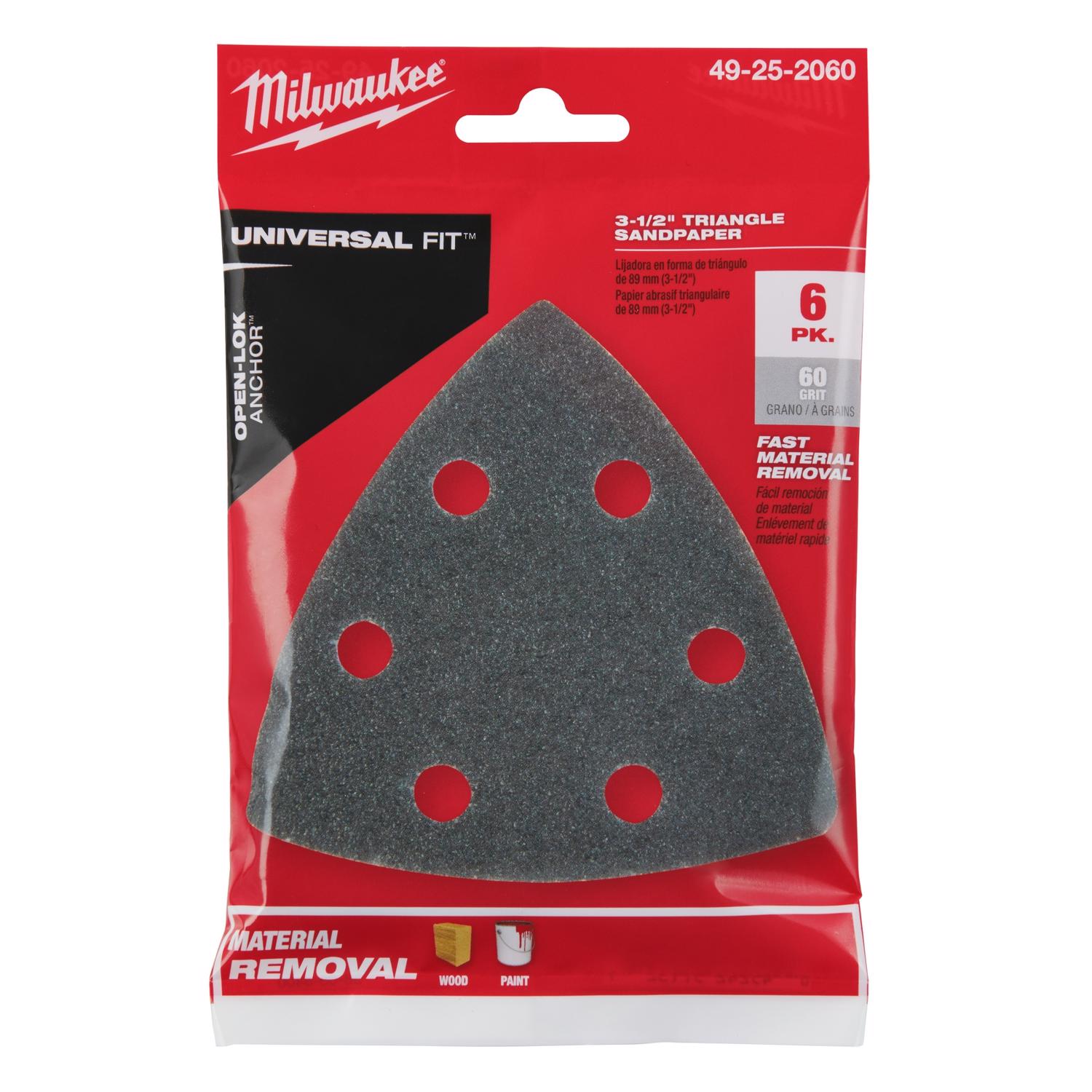 MW 3-1/2 in. Silicon Carbide 60 Grit Triangular Sanding Paper 6 pk