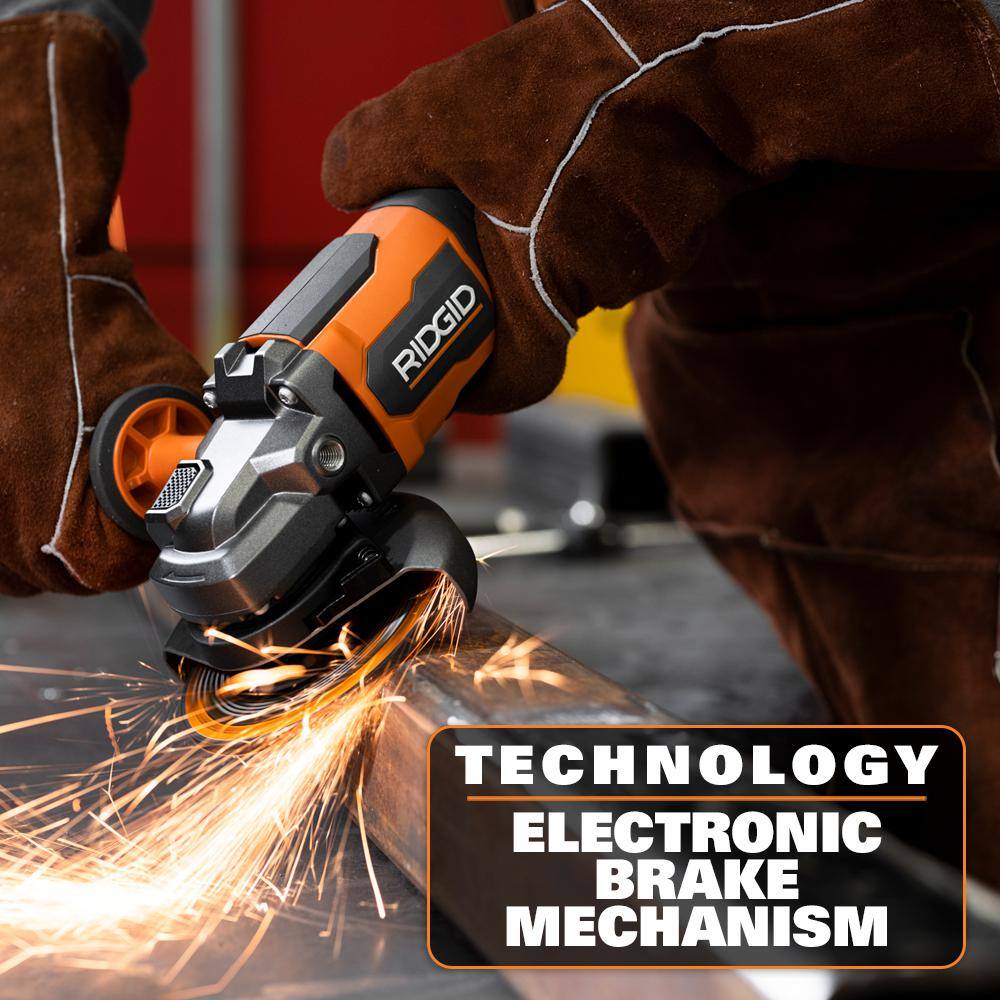 RIDGID 18V Brushless Cordless 4-12 in. Paddle Switch Angle Grinder (Tool Only) R86047B