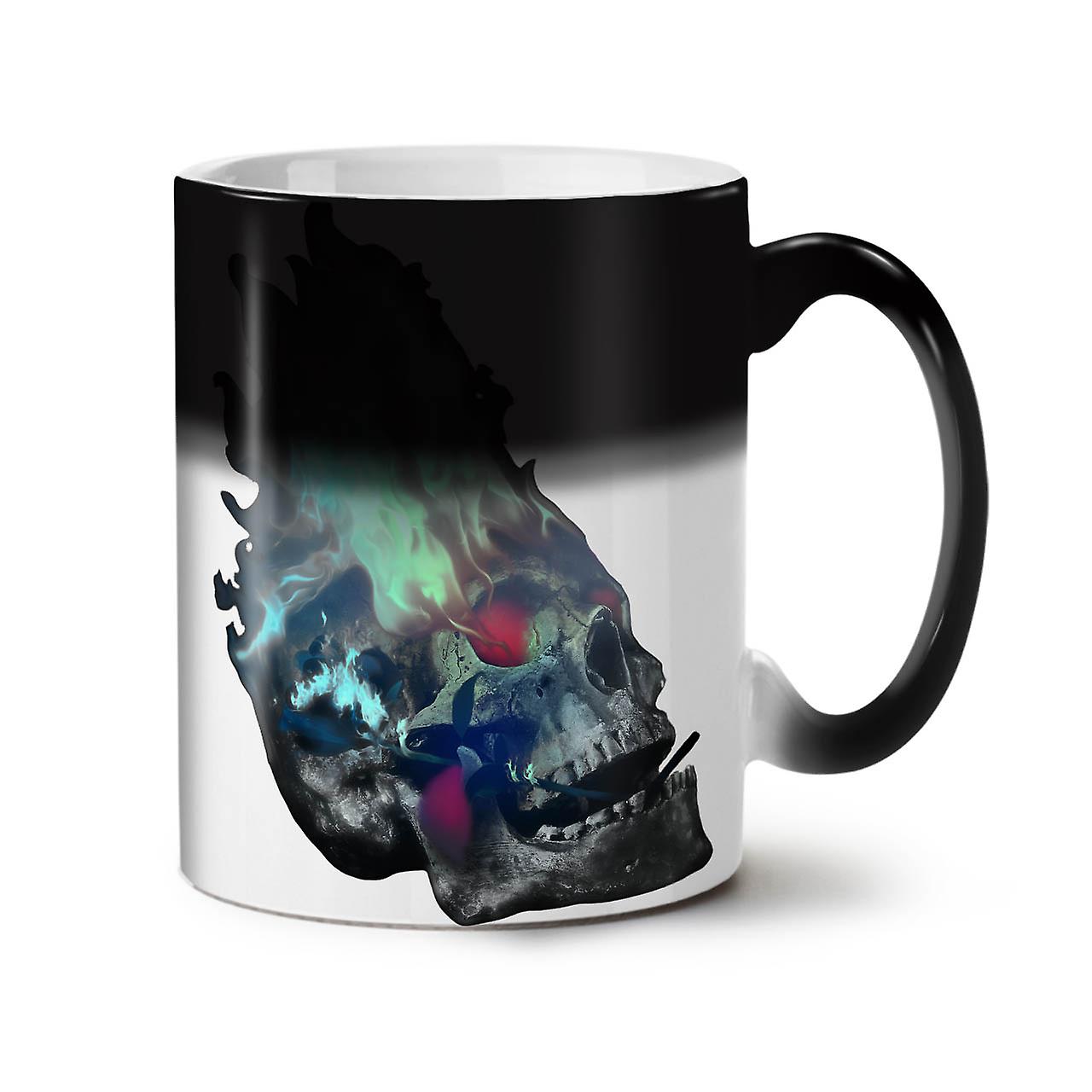 Flaming Metal Rock Skull NEW Black Colour Changing Tea Coffee Ceramic Mug 11 oz | Wellcoda