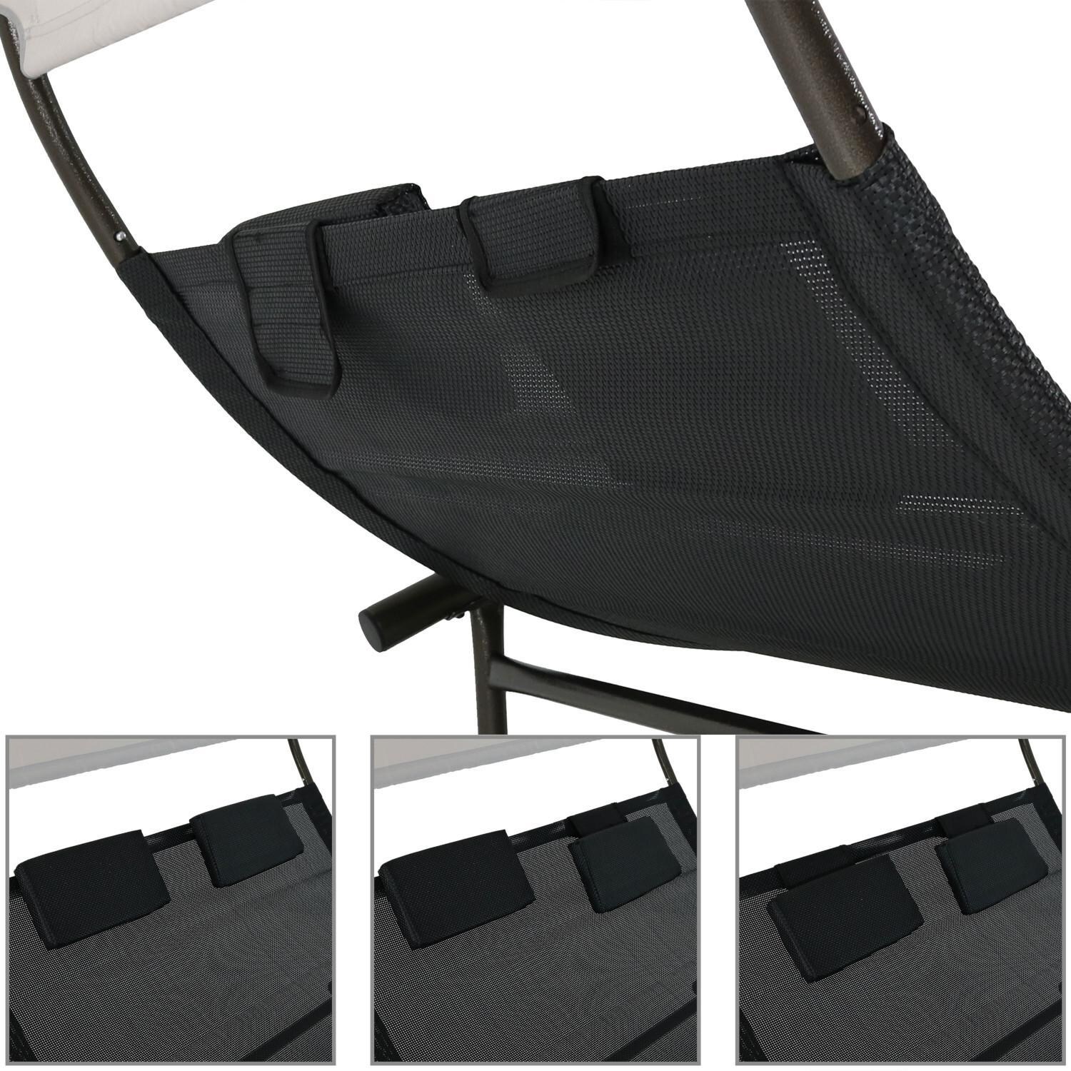 Ultimate Patio Rocking Double Sling Chaise Lounge W/ Canopy and Pillows