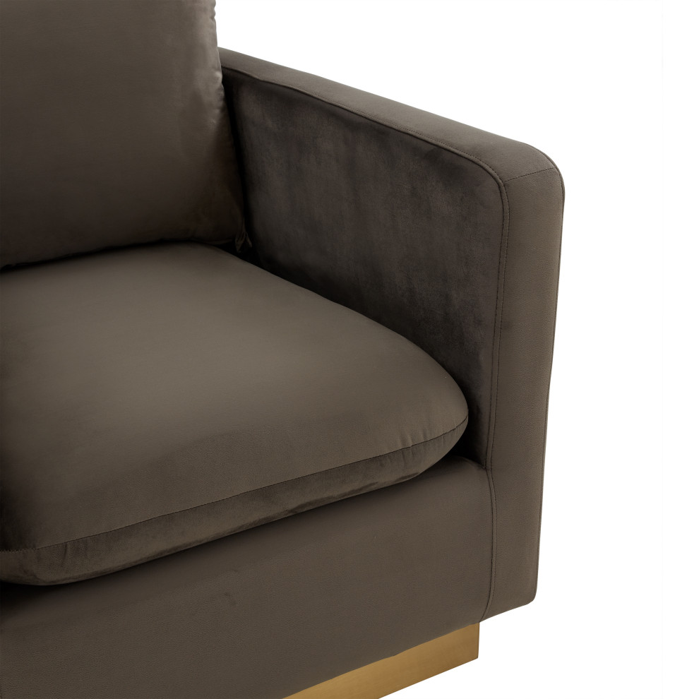 LeisureMod Nervo Modern Velvet Accent Arm Chair With Gold Base   Contemporary   Armchairs And Accent Chairs   by LeisureMod  Houzz