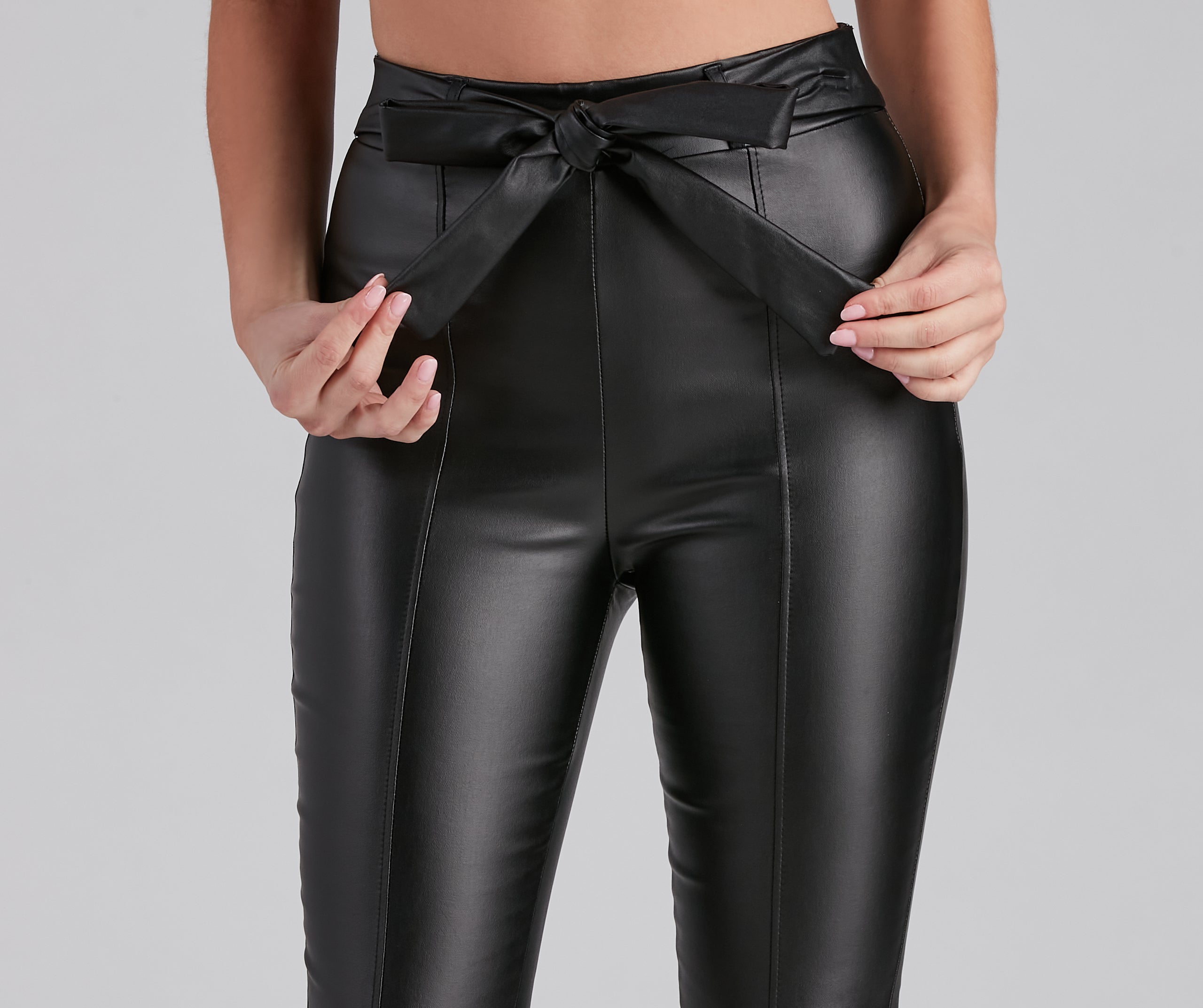 High Waist Faux Leather Skinny Pants