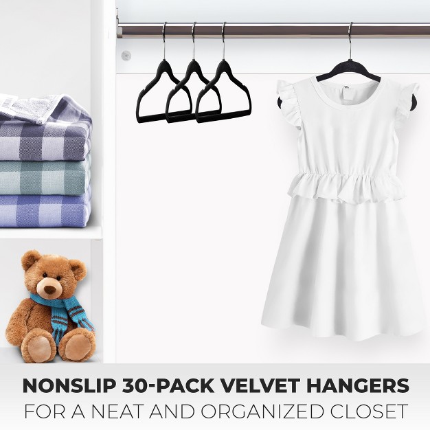 Osto 30 Pack Premium Velvet Hangers For Baby Clothes Non slip Thin Space saving With Notches And 360 degree Swivel Hook 11 Inch