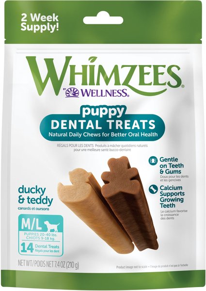 WHIMZEES Dental Medium and Large Breed Puppy Dog Treats， 14 count