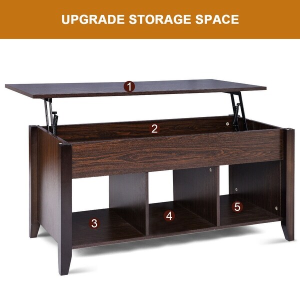 Costway Lift Top Coffee Table w/ Hidden Compartment Storage Shelf