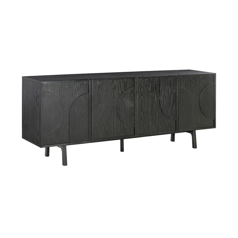 Holland Modern Black Oak 4 Door Sideboard Buffet