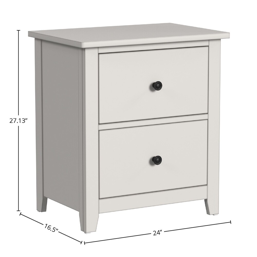 Lodge 2 Drawer Farmhouse Wood Nightstand  Cream Finish