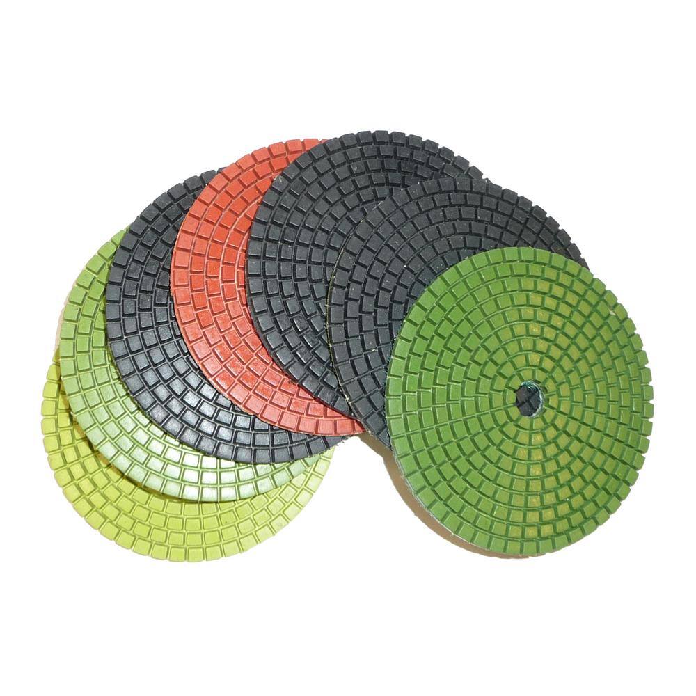 4 in. JHX Wet Diamond Polishing Pads for GraniteConcrete (Set of 7-Pieces) (1-Grit Each Piece) JHXR205SET7