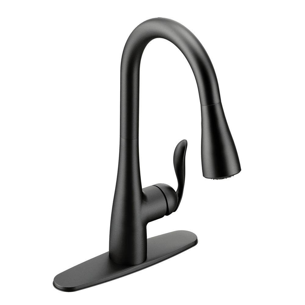 MOEN Arbor Single-Handle Pull-Down Sprayer Kitchen Faucet with Power Boost in Matte Black 7594BL