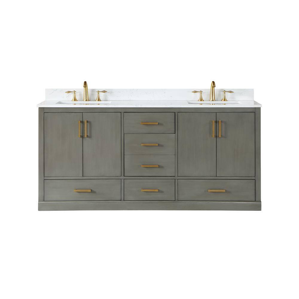 Altair Monna 72 in. W x 22 in. D x 34 in. H Bath Vanity in Gray Pine with Carrara White Composite Stone Top 544072-GP-AW-NM