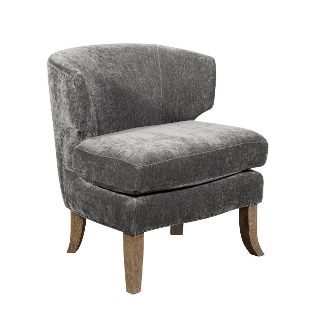 Swansea Wingback Barrel Chair Gray Crushed Velvet Finch