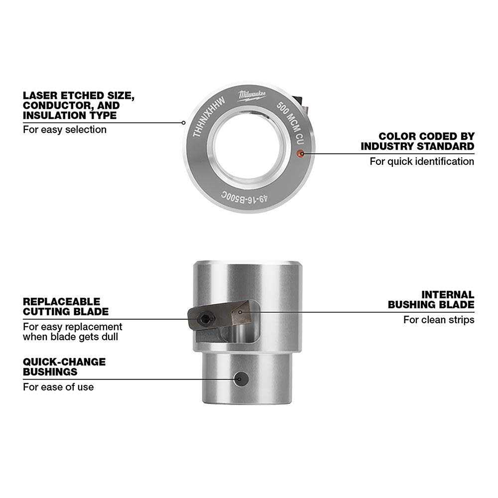 Milwaukee M18™ Cable Stripper Kit with 17 Cu THHN / XHHW Bushings ;