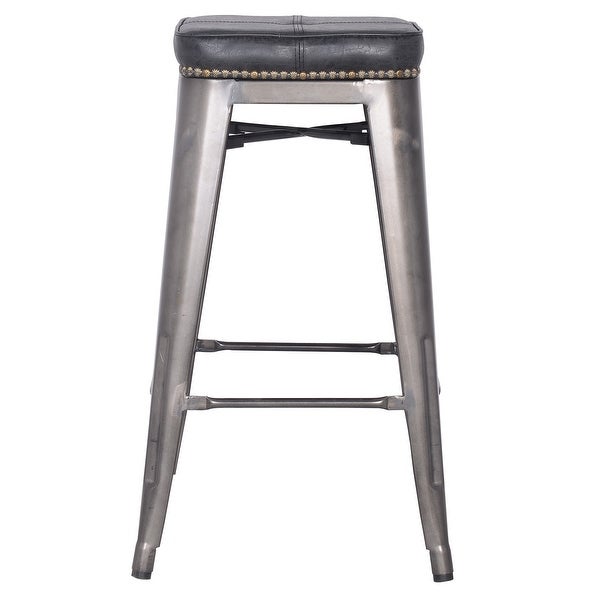 Metropolis PU Leather Metal Backless Counter Stool，Set of 4 - N/A