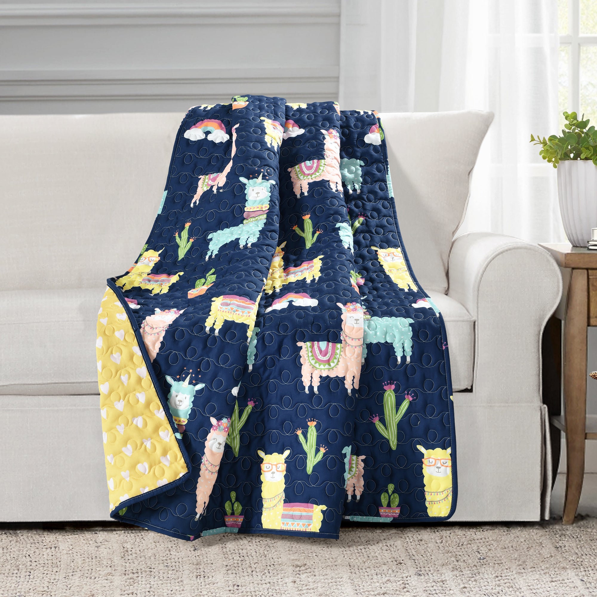 Southwest Llama Cactus Reversible Throw