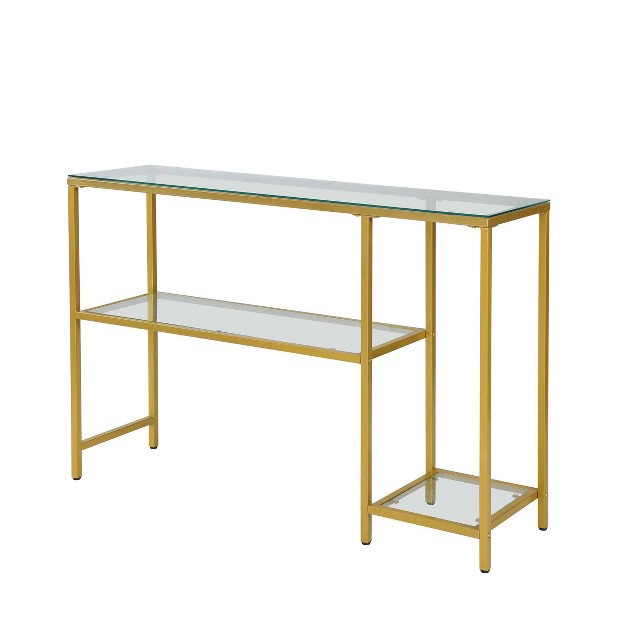 Rayna Console Table With Shelves Gold Carolina Chair amp Table