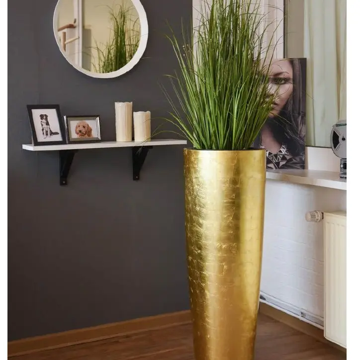 Custom Logo Copper Metal Planters for Garden Home Decorative Plant Flower Pot Luxury Floor Planter