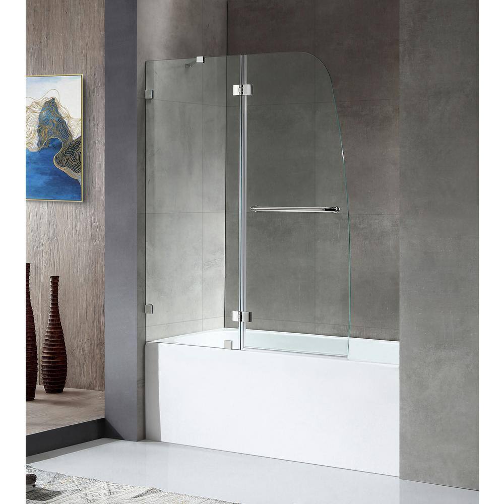 ANZZI 5 ft. Acrylic Left Drain Rectangle Tub in White with 48 in. W x 58 in. H Frameless Hinged Tub Door in Chrome SD1101CH-3060L