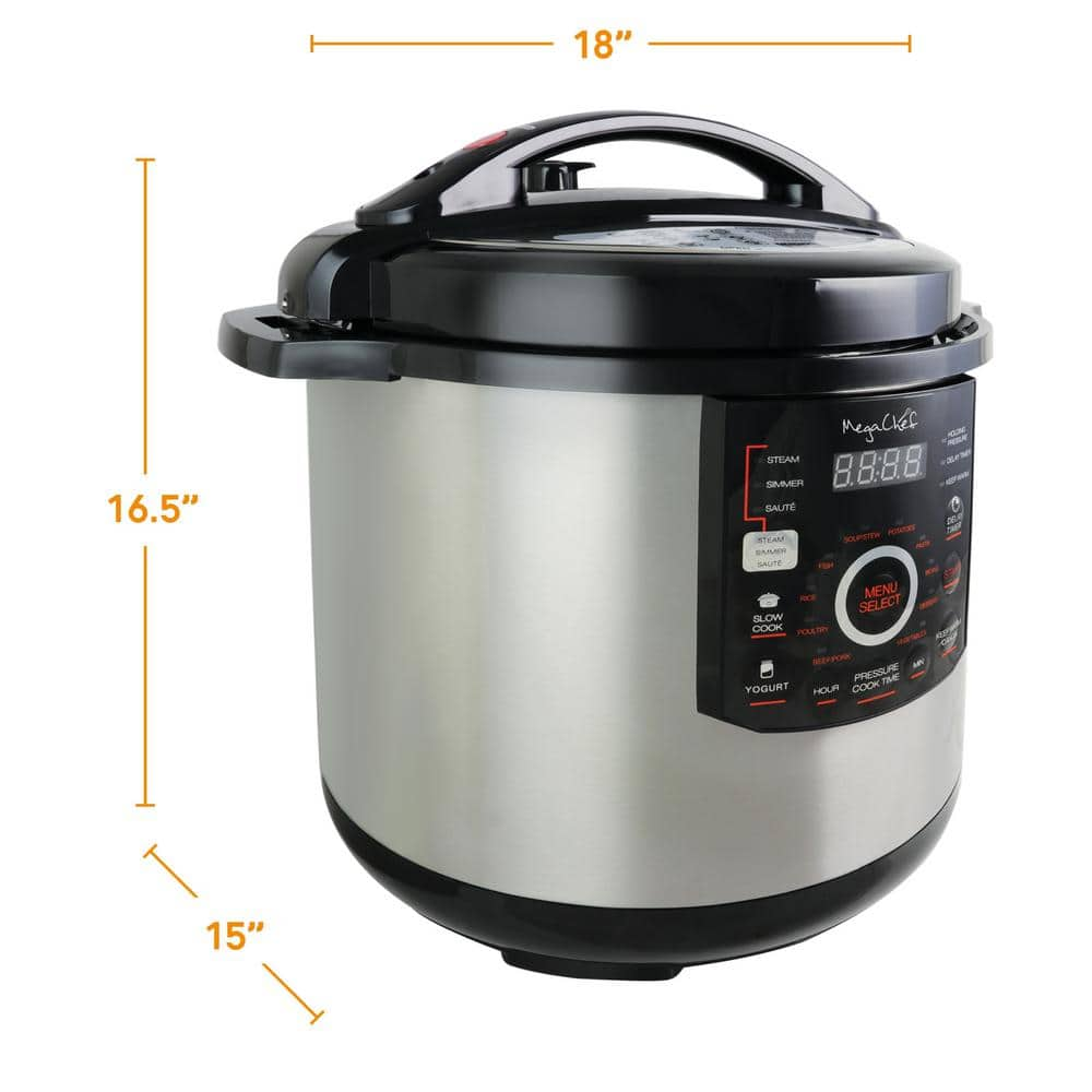 MegaChef 12 Qt. Black and Silver Electric Pressure Cooker with Automatic Shut-Off and Keep Warm Setting 985110831M