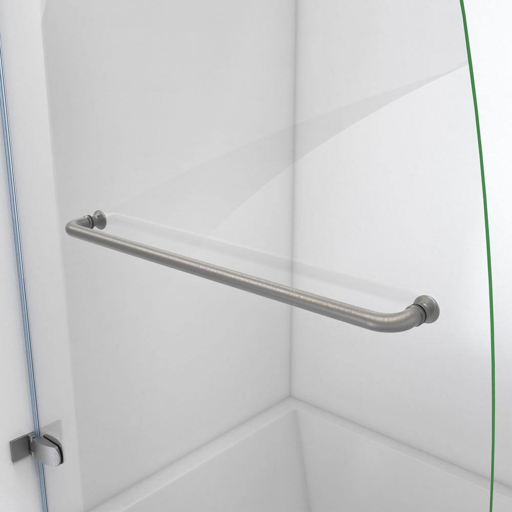 DreamLine Aqua Uno 60 in. x 58 in. Semi-Frameless Hinged Tub Door in Brushed Nickel SHDR-3534586-EX-04