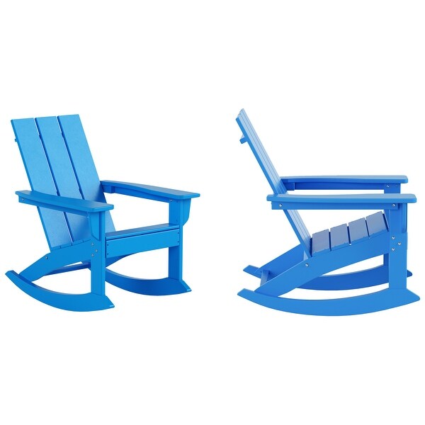 Polytrends Shoreside Modern EcoFriendly All Weather Poly Adirondack Rocking Chairs (Set of 2)