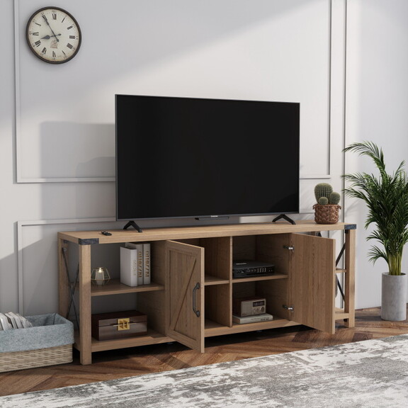 68 TV Stand Wood Metal TV Console Industrial Ente...